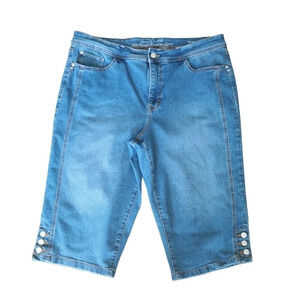 Gloria Vanderbilt Cropped  Walking Shorts Blue Denim Skimmer High Rise Fit 14